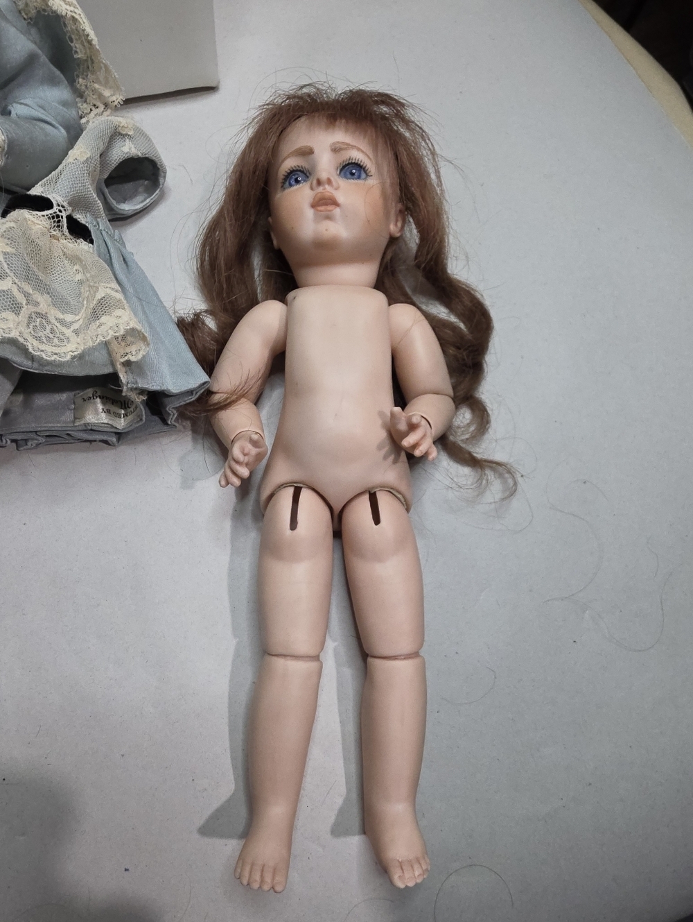 VINTAGE BRU JNE BERDINE FRENCH REPRODUCTION BISQUE DOLL COMES W/ ALL SHOWN - Picture 7 of 16